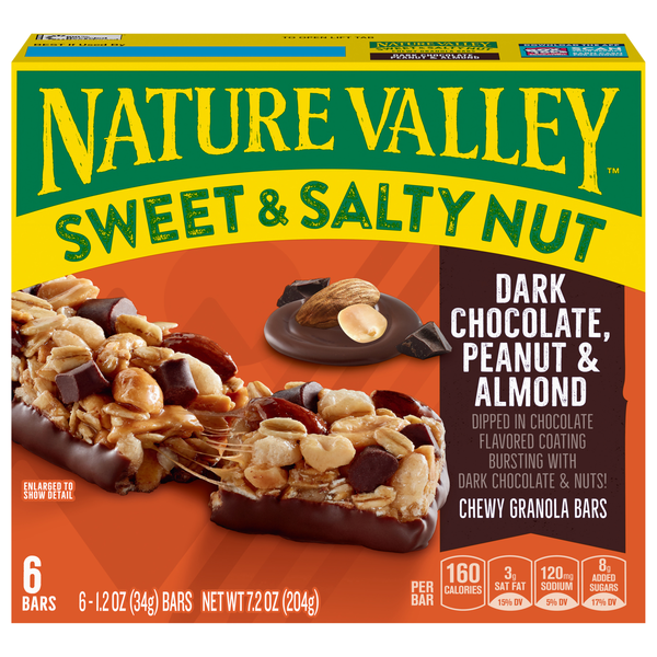Nature Valley Sweet & Salty Nut Granola Bars Dark Cho/Peanut/Almond - 6 ct