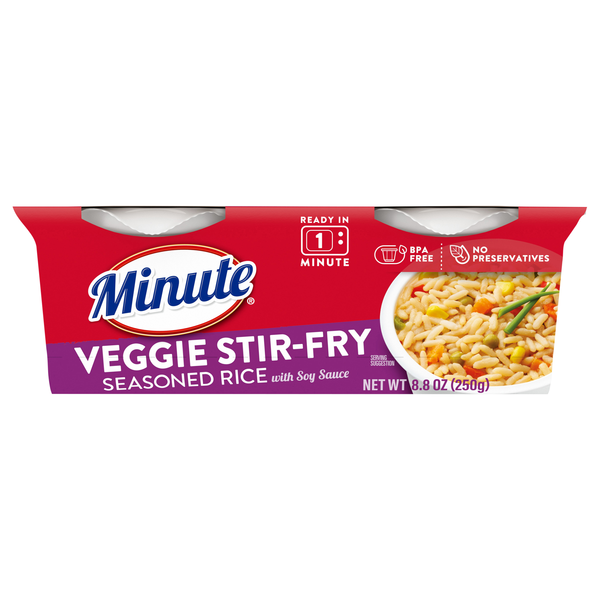 Minute 60 Second Microwave Veggie Stir-Fry Seasoned Rice Cups - 2 ct