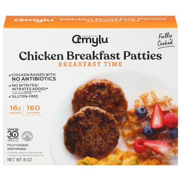 Amylu Breakfast Time Fully Cooked Chicken Breakfast Patties Frozen