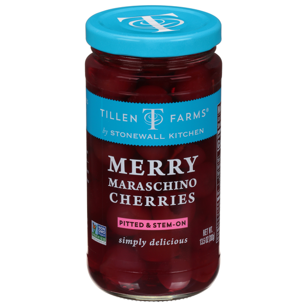 Tillen Farms Merry Maraschino Pitted Cherries Stem-On
