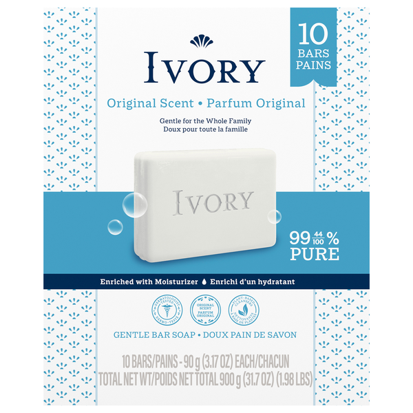 Ivory Gentle Original Scent Soap Bars - 10 ct