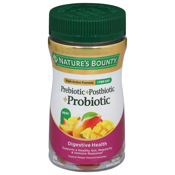 Nature's Bounty Prebiotic + Postbiotic + Probiotic Tropical Mango Gummies