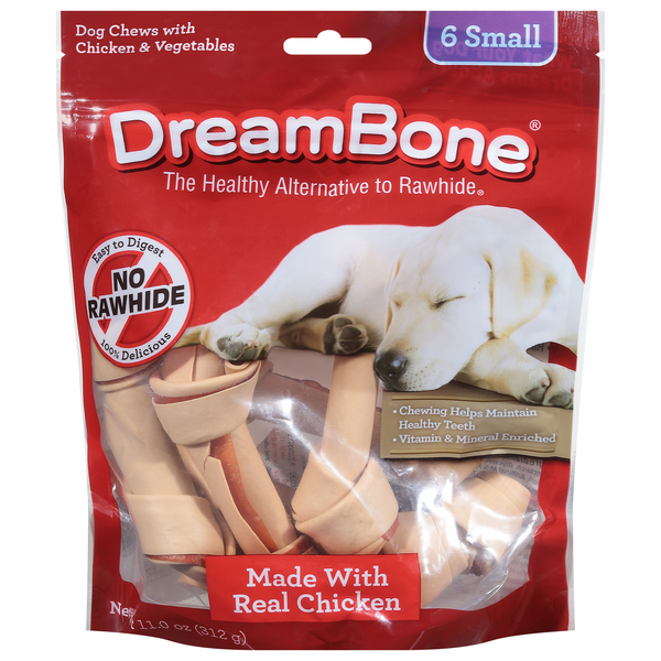DreamBone Vegetable & Chicken Rawhide Free Small Dog Chews - 6 ct