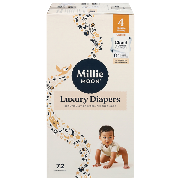 Millie Moon Unisex Luxury Size 4 Baby Diapers 22-37 lb