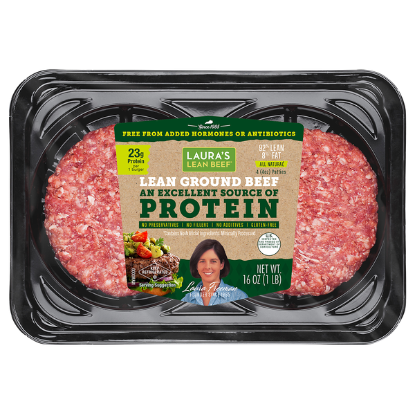 Laura's Lean Beef All Natural 92% Lean 8% Fat Ground Beef