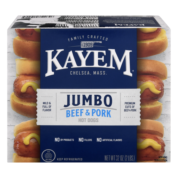 Kayem Jumbo Beef & Pork Hot Dogs - 16 ct