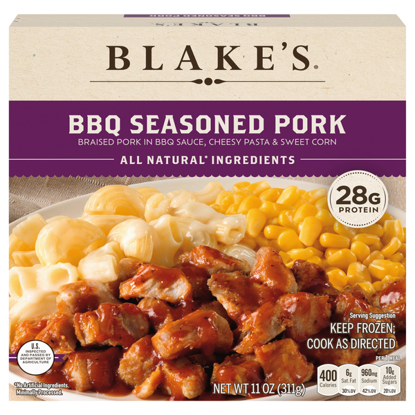Blake's BBQ Seasoned Pork 28g Protein Frozen Meal