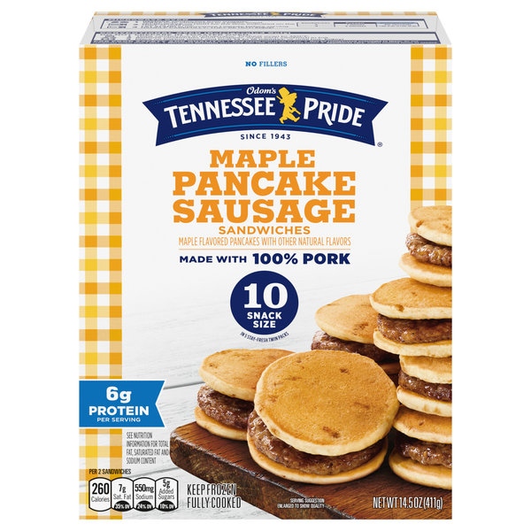 Odom's Tennessee Pride Maple Pancake Sausage Sandwiches - 12 ct Frozen