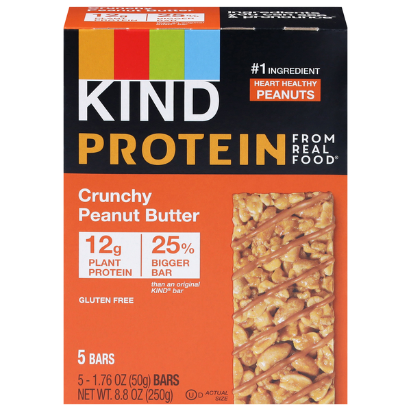 KIND Gluten Free Crunchy Peanut Butter 12g Plant Protein Bars - 5 ct