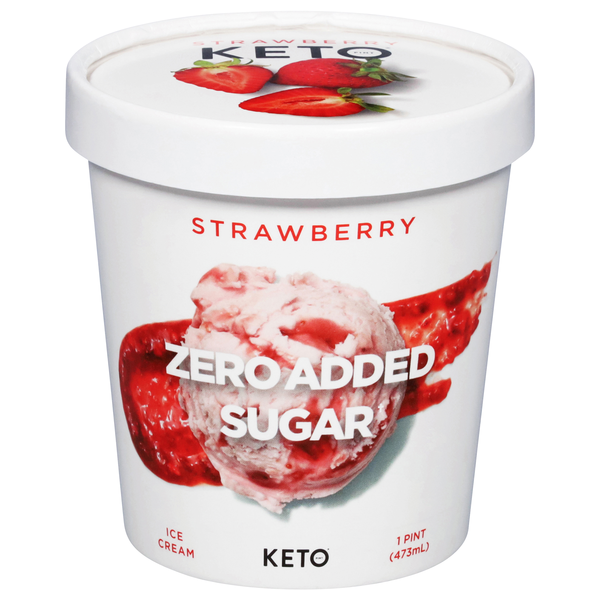 Keto Zero Added Sugar Strawberry Ice Cream