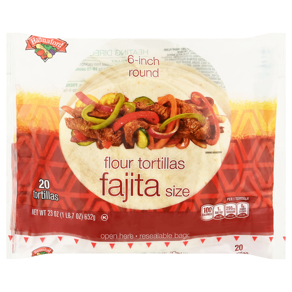 Hannaford Flour Tortillas for Fajitas 6 Inch - 20 ct