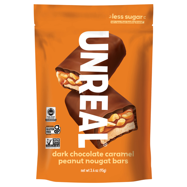 UNREAL Dark Chocolate Caramel Peanut Nougat Candy Bars