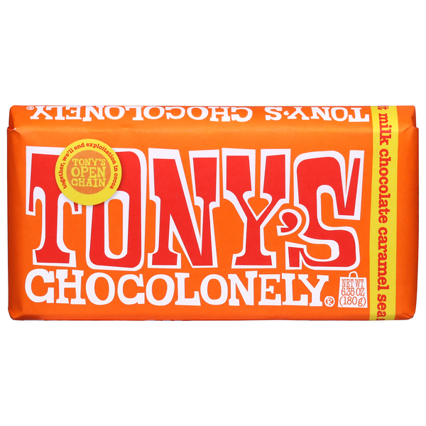 Tony's Chocolonely Caramel Sea Salt Milk Chocolate Candy Bar