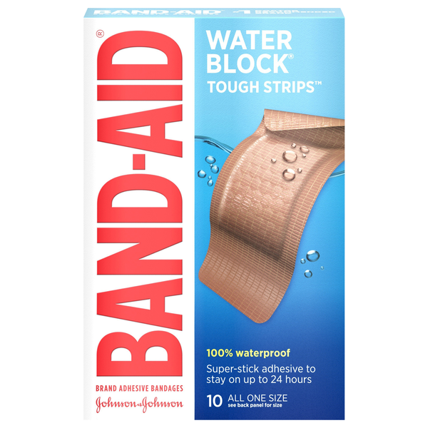 Johnson & Johnson Band-Aid Bandages Tough Strips Waterproof Large