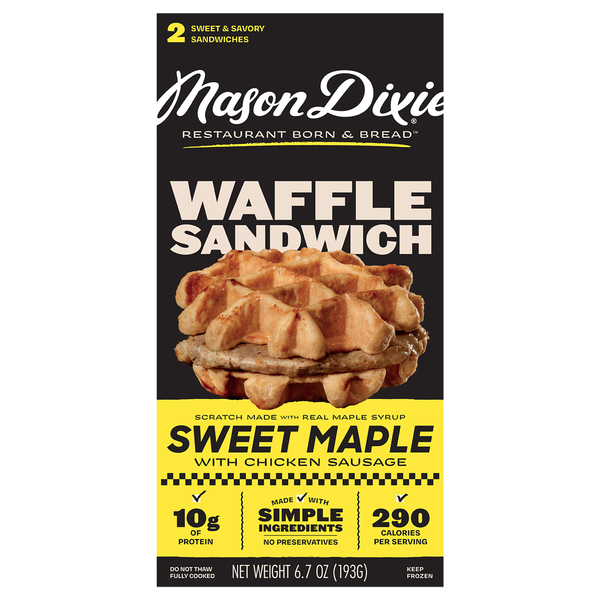 Mason Dixie Sweet Maple with Chicken Sausage Waffle Sandwiches - 2 ct