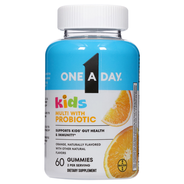 One A Day Kids Orange Flavor MultiVitamin with Probiotic Gummies