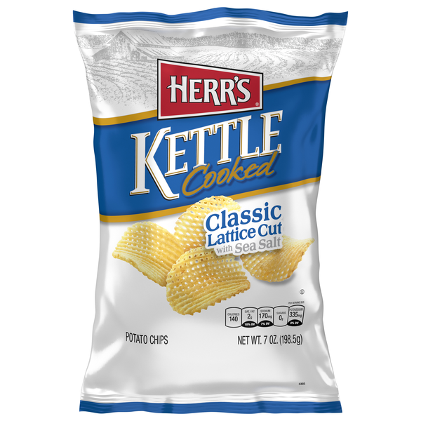 Herr's Gluten Free Classic Lattice Cut Sea Salt Kettle Cooked Potato Chips