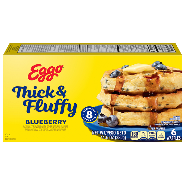 Eggo Thick & Fluffy Blueberry Belgian Style Waffles - 6 ct