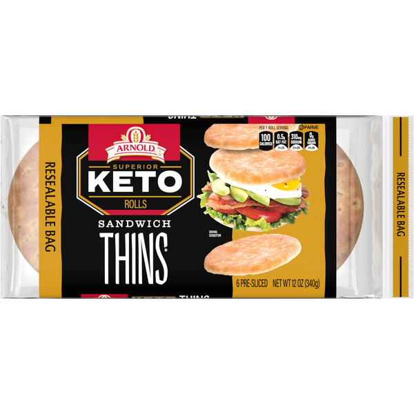 Arnold Superior Keto Seeded Sandwich Thins - 6 ct