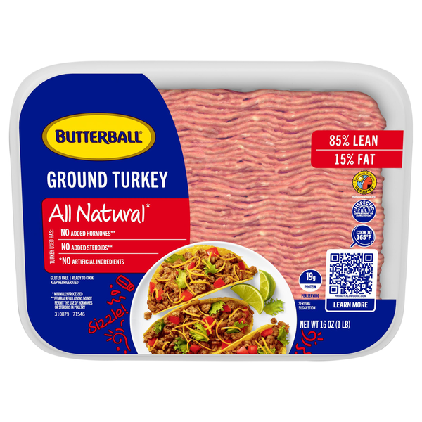 Butterball Ground Turkey 85% Lean All Natural