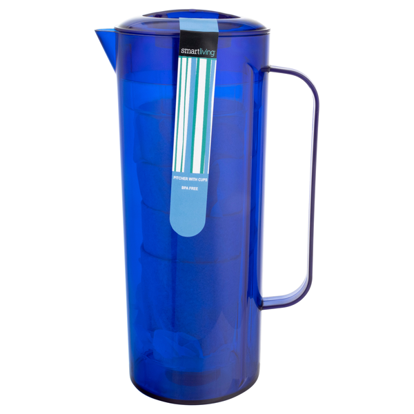 Smart Living Pitcher with Cups Blue