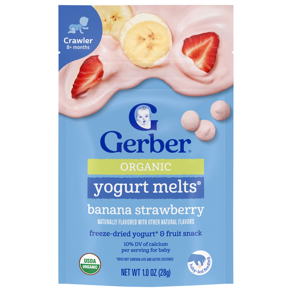 Gerber Organic Baby Banana Strawberry Yogurt Melts 8+ Months