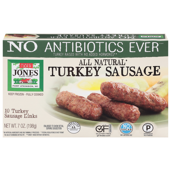 Save on Jones Dairy Farm Turkey Sausage Links All Natural 10 ct Frozen Order Online Delivery