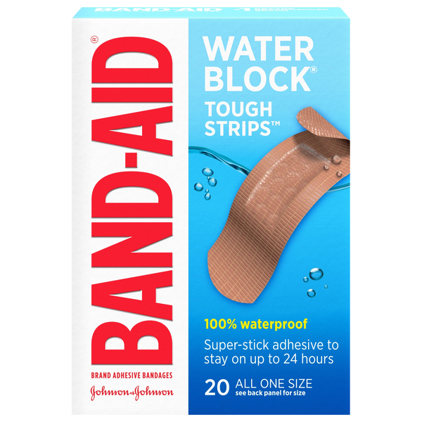 Band-Aid Bandages Tough Strips Waterproof 1 x 3 1/4 Inch