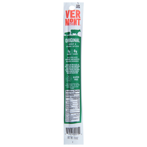 Vermont Smoke & Cure Original 6g Protein Beef & Pork Stick