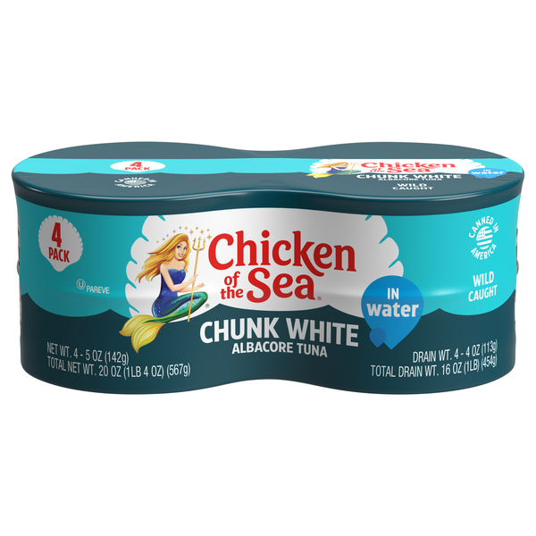Chicken of the Sea Wild Caught Chunk White Tuna Albacore in Water - 4 ct