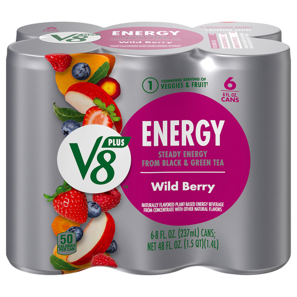 Save on V8+ Energy Juice Drink Wild Berry 6 pk Order Online Delivery