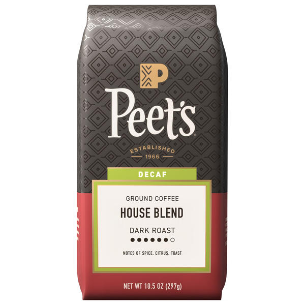 Peet's Decaf House Blend Dark Roast Ground Coffee