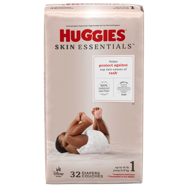 Huggies Skin Essentials Size 1 Baby Diapers 8-14 lb