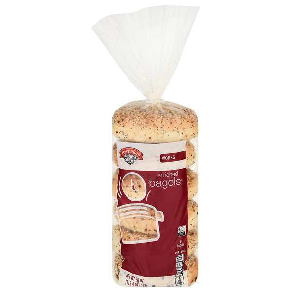 Hannaford Enriched Works Bagels - 6 ct
