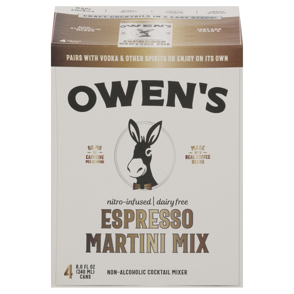 Owen's Dairy Free Espresso Martini Non-Alcoholic Cocktail Mixer - 4 pk