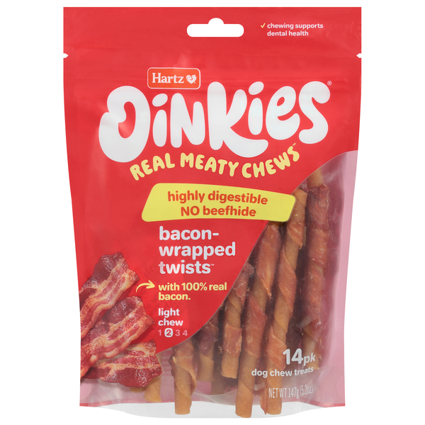 Hartz Oinkies Bacon-Wrapped Twists Dog Chew Treats - 14 ct