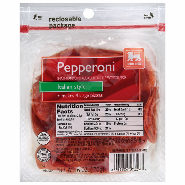 Save on Food Lion Italian Style Pepperoni Slices Order Online Delivery