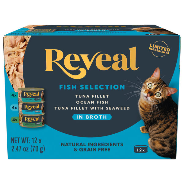 Reveal Wet Cat Food Fish Collection in Broth Variety Grain Free - 12 ct
