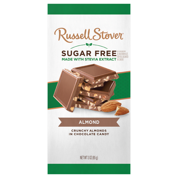 Russell Stover Sugar Free Crunchy Almond Chocolate Candy Bar