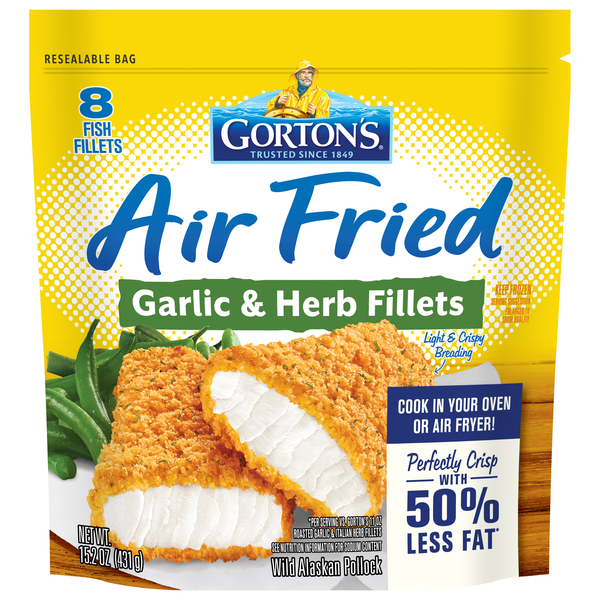 Gorton's Air Fried Garlic & Herb Fish Fillets - 8 ct Frozen