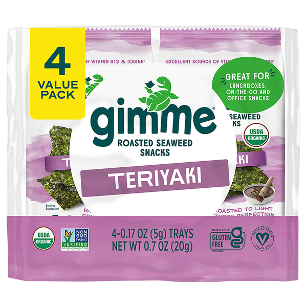 Gimme Organic Teriyaki Roasted Seaweed Snacks - 4 ct