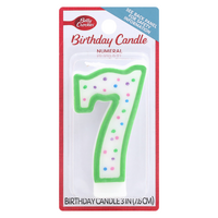 Betty Crocker Green with Dots Numeral Birthday Candle #7
