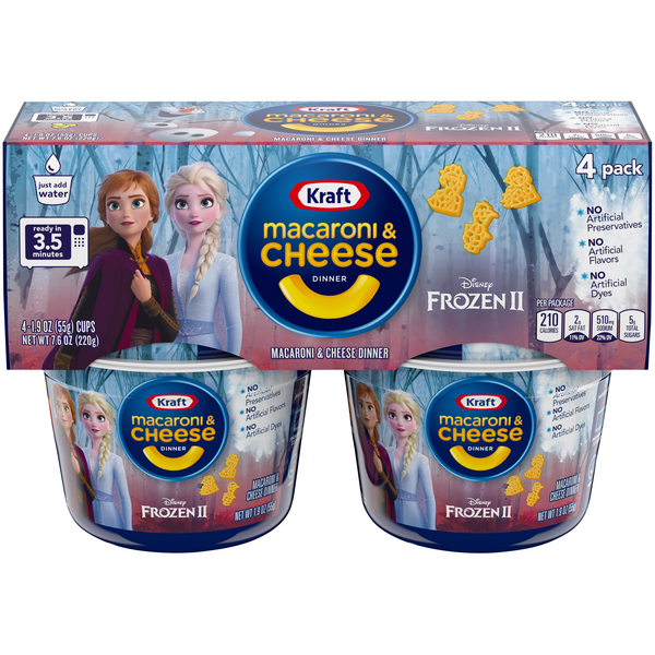 Kraft Macaroni & Cheese Dinner Disney Frozen II Microwaveable Cup - 4 ct