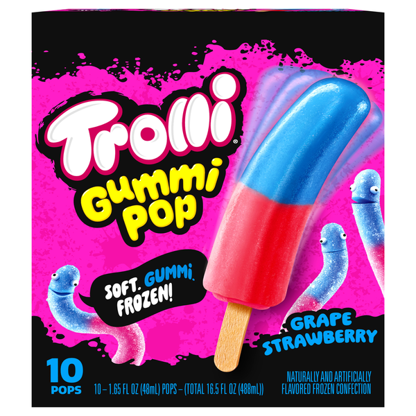 Trolli Grape Strawberry Gummi Pops - 10 ct Frozen