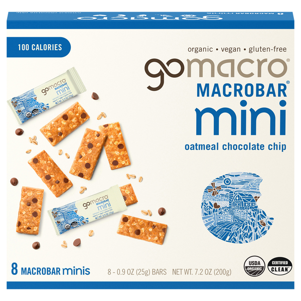 GoMacro Organic Mini Oatmeal Chocolate Chip Bars - 8 ct