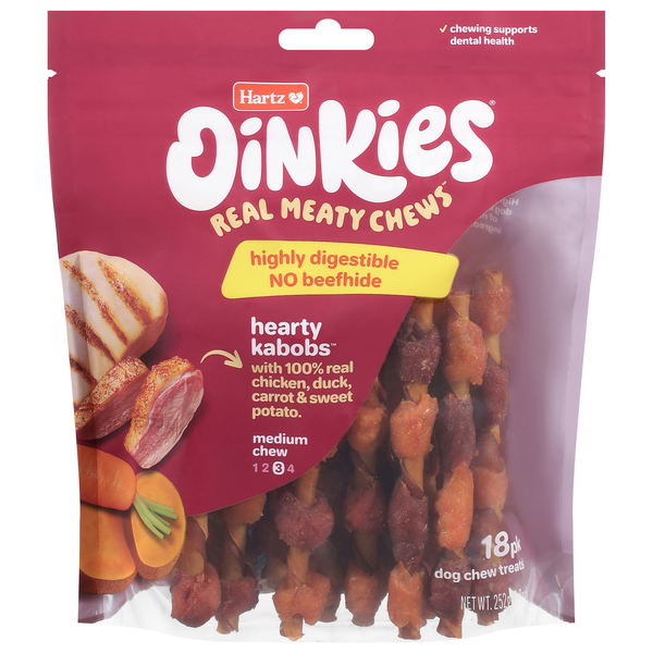 Hartz Oinkies Hearty Kabobs Chicken Duck Carrot Medium Dog Chews - 18 ct