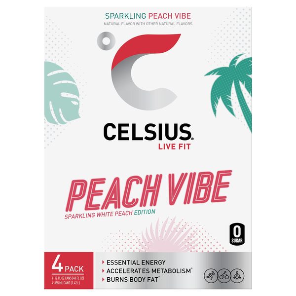 Celsius Live Fit Sparkling Peach Vibe Energy Drink - 4 pk