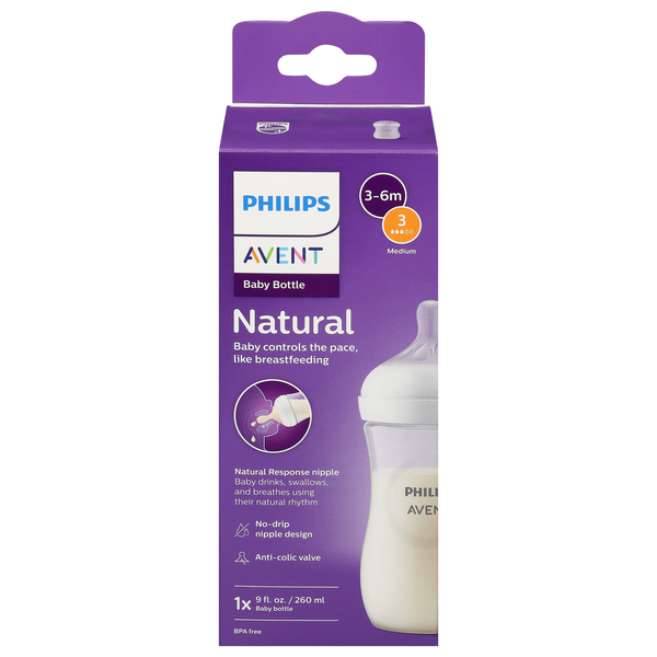 Philips Avent 3-6 Months Natural Medium Baby Bottle 9 oz