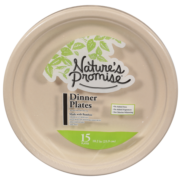 Nature's Promise Bamboo Compostable Dinner Plates 10.2 Inch