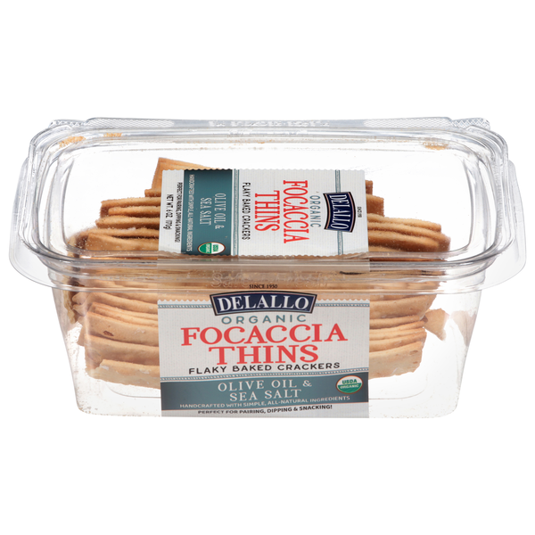 DeLallo Organic Olive Oil & Sea Salt Focaccia Thins Crackers
